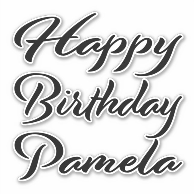 Pamela name first name black sticker birthday (Front)