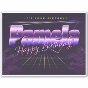 Pamela Name First name lila retro Sticker Birthday