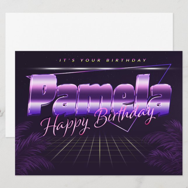 Pamela Name First Name pura retro card Birthday (Front/Back)