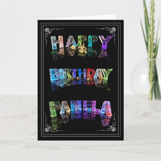 Pamela -  Name in Lights greeting card (Photo) (Front)