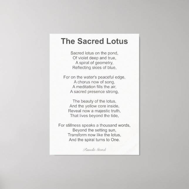 Pamela Storch - The Sacred Lotus Poem Canvas Print (Front)