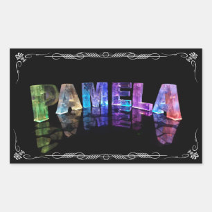 Pamela  - The Name Pamela in 3D Lights (Photograph Rectangular Sticker