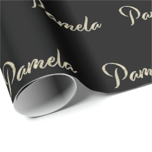 Pamela white gold Handwriting Geschenkpapier Wrapping Paper