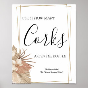 Pampa Grass How many Corks bridal shower game sign