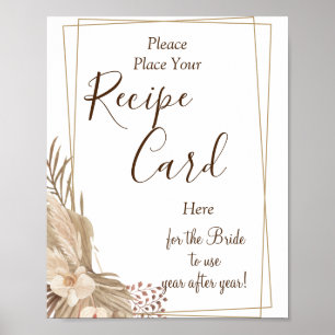 Pampa Grass Recipe Cards bridal shower game sign