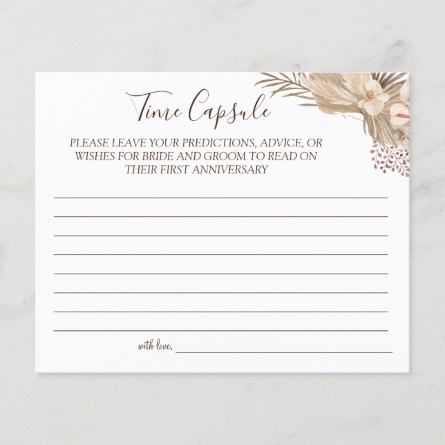 Pampa Grass Time Capsule wedding anniversary card (Front)