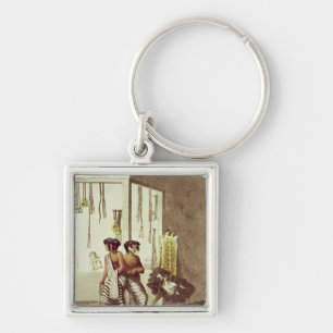 Pampa Indians at a Store in the Indian Market Key Ring