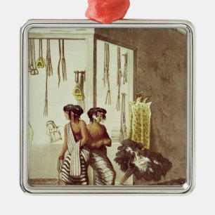 Pampa Indians at a Store in the Indian Market Metal Tree Decoration