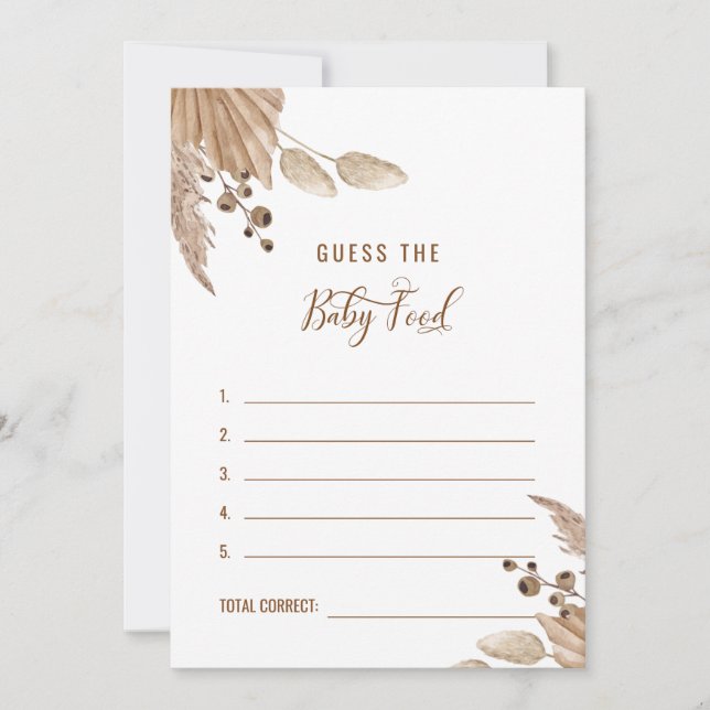 Pampas Baby Shower Guess the Baby Food Answer III Invitation (Front)