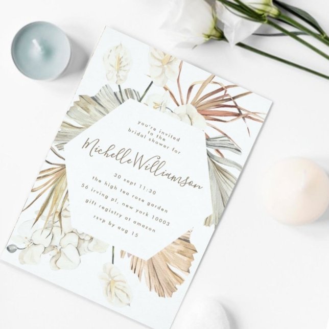 Pampas Boho Desert Wedding Bridal Shower Invitation (Creator Uploaded)