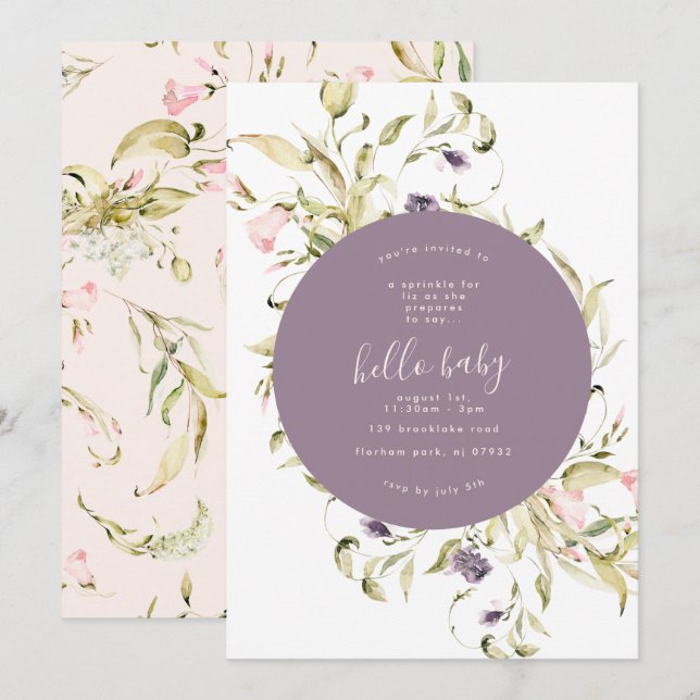 Pampas Boho Wildflower Botanical Hello Baby Shower Invitation (Front/Back)