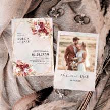 Pampas Burgundy Floral Geometric Wedding