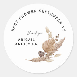 Pampas Custom Name Thank You White Classic Round Sticker