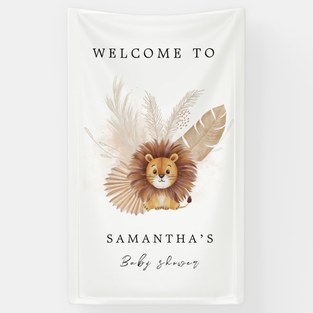 Pampas cute Lion baby shower Banner (Vertical)