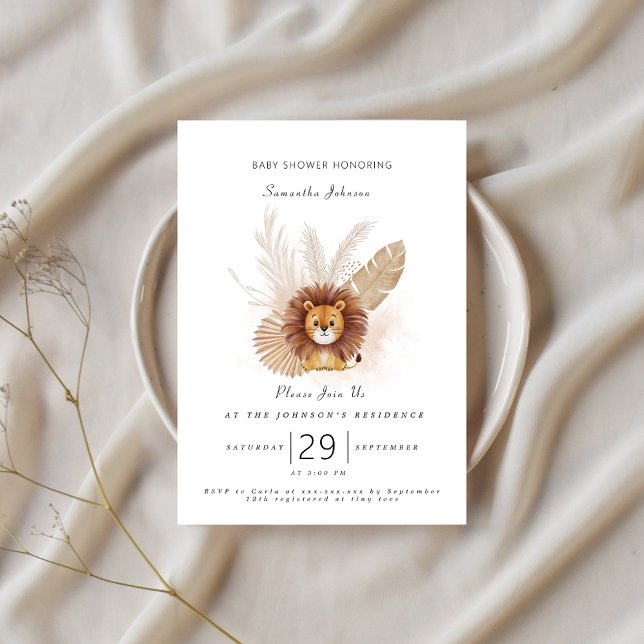 Pampas cute Lion baby shower invitation  (Creator Uploaded)