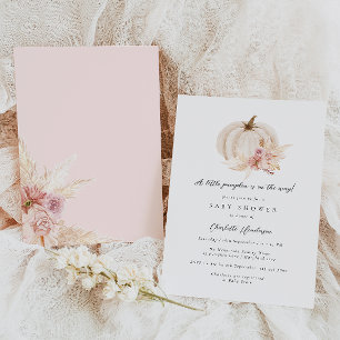 Pampas Dried Floral Pumpkin Baby Shower Invitation