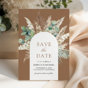 Pampas Eucalyptus Arch Beige Tan Wedding Save The Date