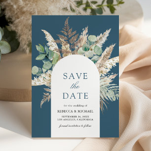 Pampas Eucalyptus Arch Dusty Blue Wedding Save The Date