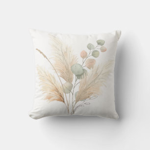 Pampas & Eucalyptus Boho Minimalist Botanical Patt Cushion