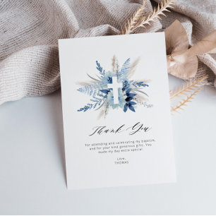 pampas floral baptism thank you card