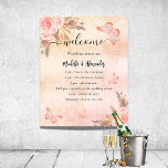 Pampas floral butterfly wedding program timeline poster<br><div class="desc">A modern,  elegant wedding program,  timeline.  Blush,  rose gold gradient background decorated with pampas grass and blush pink florals,  roses,  butterflies. Personalise and add your names and wedding details. Black coloured letters.  If you have more text it's possible to reduce the line space.</div>