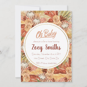 Pampas Floral Fall Baby Shower Invitation