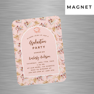 Pampas floral rose graduation party invitation magnet