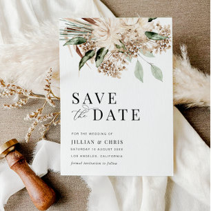 pampas floral sage green save the date card