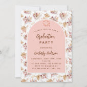 Pampas flowers rose gold luxury graduation party invitation (Front)