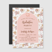 Pampas flowers rose gold luxury graduation party magnetic invitation (Front/Back)
