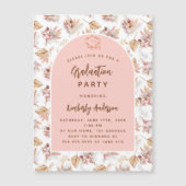 Pampas flowers rose gold luxury graduation party magnetic invitation (Front)