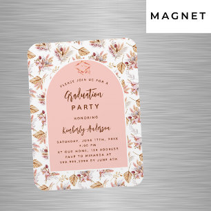 Pampas flowers rose graduation party invitation magnet