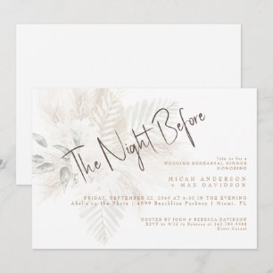 Pampas & Gold The Night Before Rehearsal Dinner Invitation