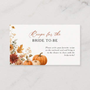 Pampas Gras Floral Pumpkin Bridal Shower Recipe Enclosure Card
