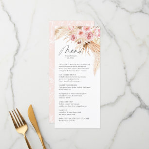 Pampas Gras MOdern Boho BLush PInk Menu card