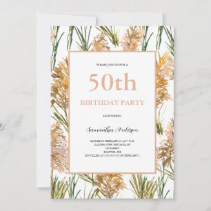 Pampas Grass 50th Birthday Invitation
