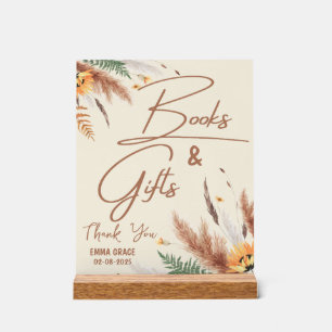 Pampas Grass A Little Wildflower Baby Girl Shower Acrylic Sign