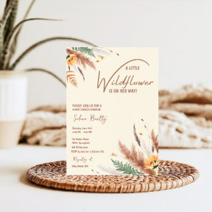 Pampas Grass A Little Wildflower Baby Girl Shower Invitation