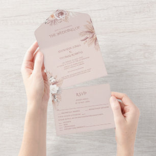 Pampas Grass All in One Wedding Invite RSVP
