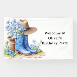 Pampas Grass and Cowboy Boots Birthday Banner
