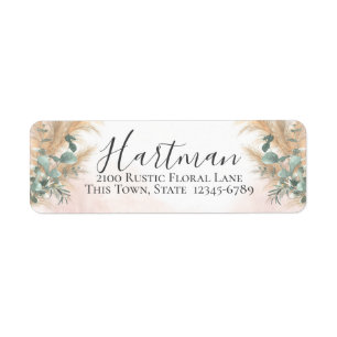 Pampas Grass and Eucalyptus Return Address Label