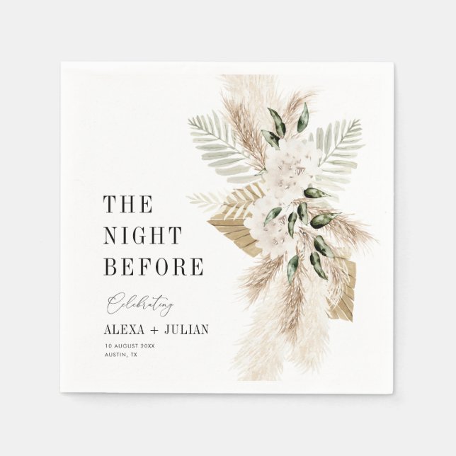 pampas grass and greenery night before napkin (Front)