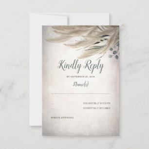 Pampas Grass and Greenery Wedding RSVP Card