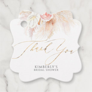 Pampas Grass and Pink Flowers Thank You Favour Tags