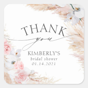 Pampas Grass and White Orchid Tropical Square Sticker