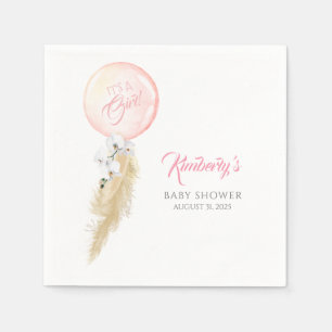 Pampas Grass and White Orchids Balloon Baby Shower Napkin