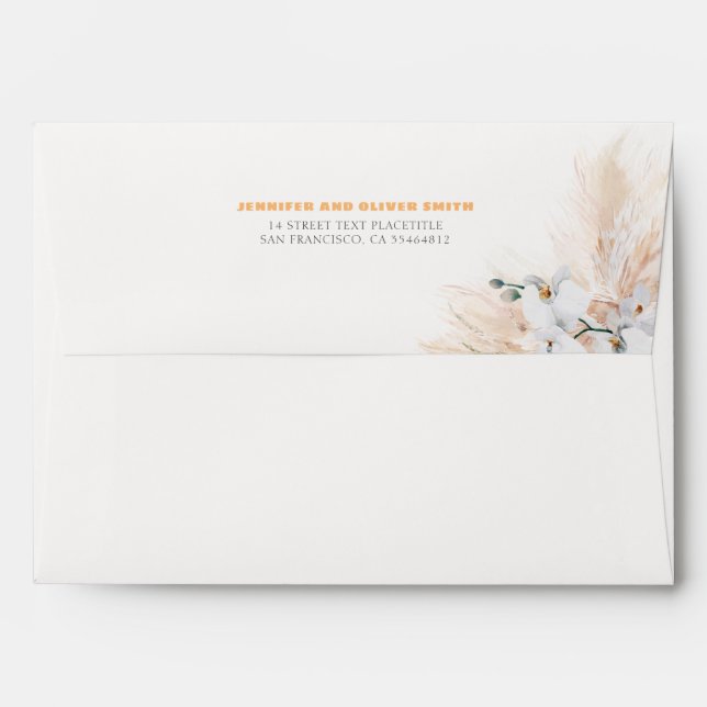 Pampas Grass and White Orchids Soft Pastel Envelope (Back (Top Flap))