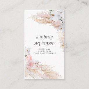 Pampas Grass and White Orchids Tropical Foliage Business Card