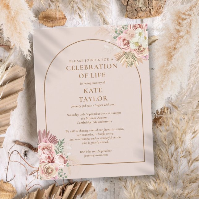 Pampas Grass Arch Celebration Of Life Funeral  Postcard (Pampas Grass Arch Celebration Of Life Funeral Postcard)