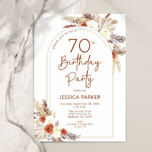 Pampas Grass Arch Terracotta Rustic 70th Birthday Invitation